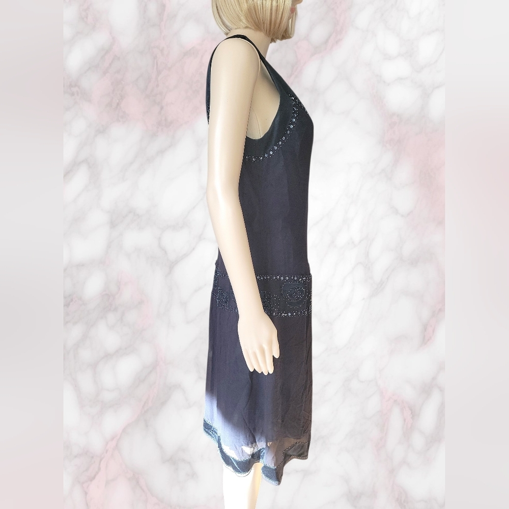 Vintage NINE WEST 100% Silk Dress, 12, Black, EUC - Picture 5 of 13